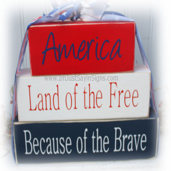 Patriotic Wood Blocks America Land Of The Free