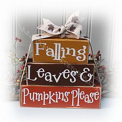 Falling Leaves and Pumpkins Please Itty Bitty Wood Blocks