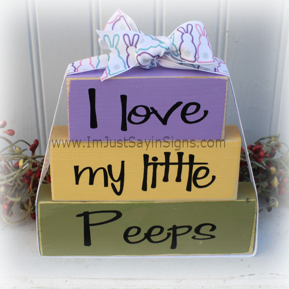 I Love My Little Peeps Itty Bitty Wood Stacking Blocks for Easter
