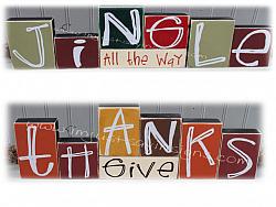 Reversible Give Thanks/Jingle All The Way Wood Block Decor