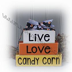 Live Love Candy corn Itty Bitty Wood Block Set
