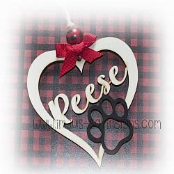 Heart with Dog Print Custom Name Ornament
