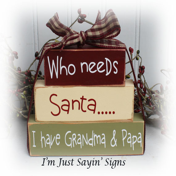 Who Needs Santa I Have Grandparents Custom Christmas  Itty Bitty Wood Stacking Blocks